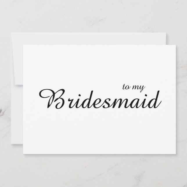 Cute Chic To My Bridesmaid Wedding Thank You Card (Front)