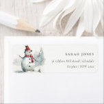 Cute Chic Watercolor Snowman Christmas Address Label<br><div class="desc">If you need any further customisation please feel free to message me on yellowfebstudio@gmail.com.</div>