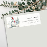Cute Chic Watercolor Snowman Christmas Address Label<br><div class="desc">If you need any further customisation please feel free to message me on yellowfebstudio@gmail.com.</div>