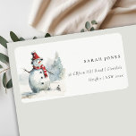Cute Chic Watercolor Snowman Christmas Address Label<br><div class="desc">If you need any further customisation please feel free to message me on yellowfebstudio@gmail.com.</div>