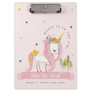 Cute Chic Whimsical Magical Unicorn Pink Princess Clipboard