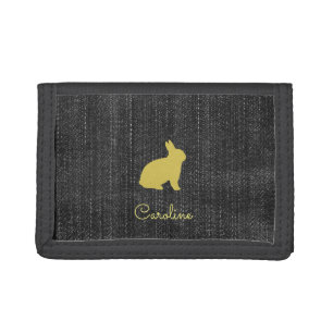 Cute Chic Yellow Bunny Denim Wallet