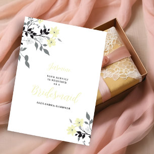 Cute Chic Yellow Floral Bunch Wedding Bridesmaid Invitation