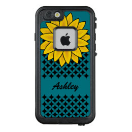 Cute Chic Yellow Sunflower Girly Personalized Name LifeProof FRĒ iPhone 6/6s Case