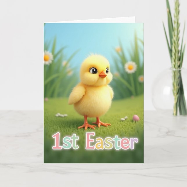 Cute Chick 1St Easter Greeting Card (Front)