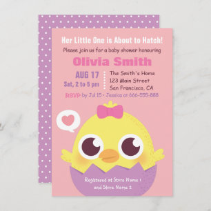 Cute Chick About to Hatch Baby Girl Shower Invitation