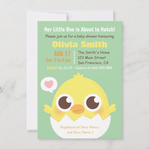 Cute Chick About to Hatch Baby Shower Invitations