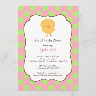 Cute Chick Baby Shower Invitation Pink Girl
