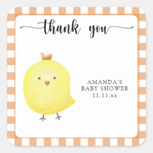 Cute Chick baby shower thank you Square Sticker