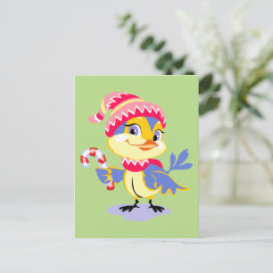 Cute Chick Christmas Holiday Postcard