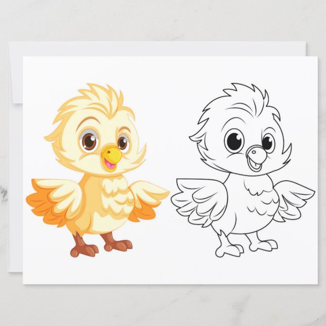 Cute chick doodle coloring page (Front)