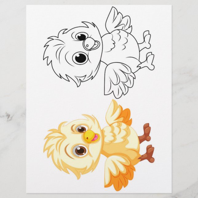 Cute chick doodle coloring page (Front)