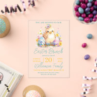 Cute Chick Floral Blue Easter Brunch 