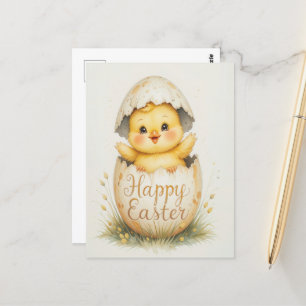 Cute Chick Happy Easter Greeting Postcard