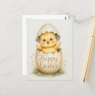 Cute Chick Happy Easter Greeting Postcard