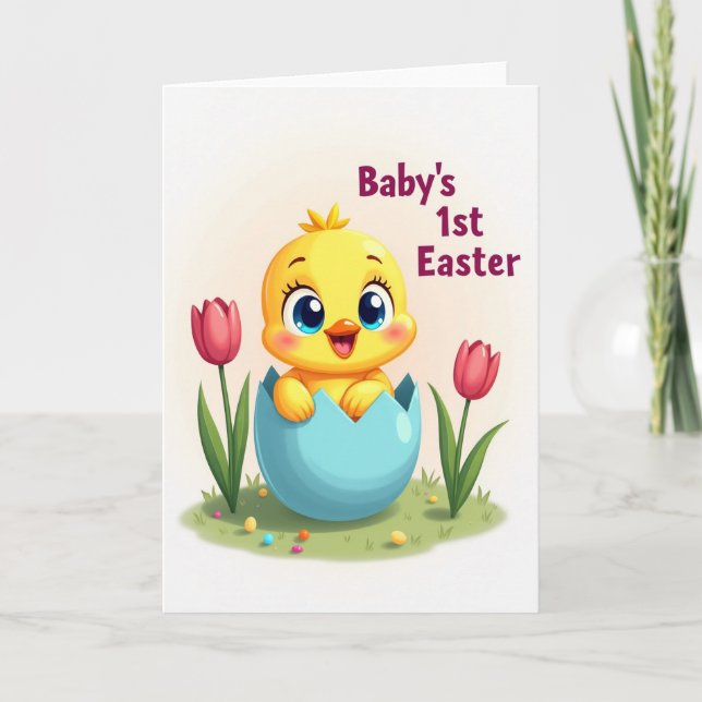 Cute Chick Happy Spring Card (Front)