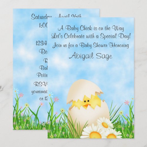 Cute Chick Neutral Baby Shower Invitation