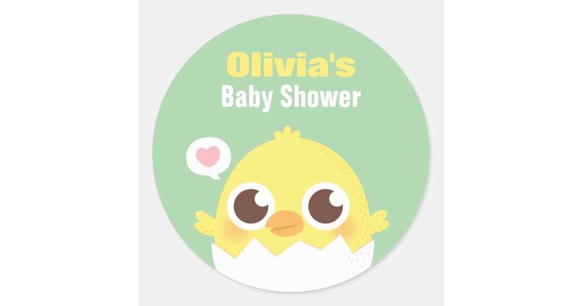 Cute Chick In Egg Baby Shower Decoration Stickers Zazzle Com