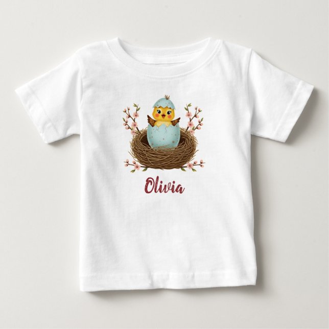  Cute Chick in Hatching Egg Baby T-Shirt (Front)