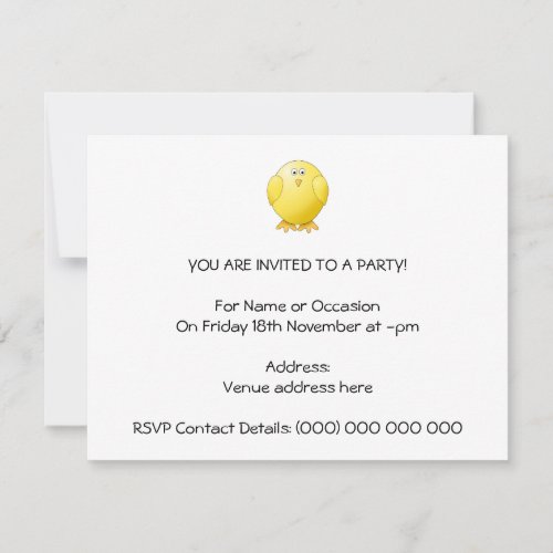 Cute Chick. Little Yellow Bird. Personalized Invites