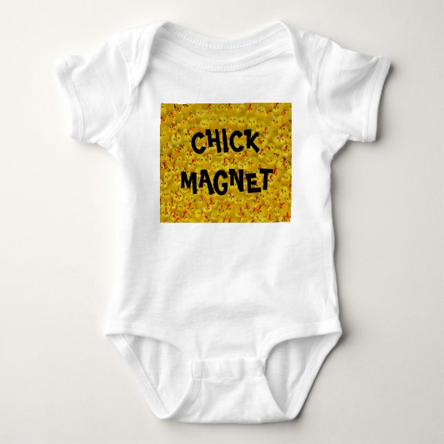 Cute CHICK MAGNET Easter Chicks Baby Boy Bodysuit (Front)