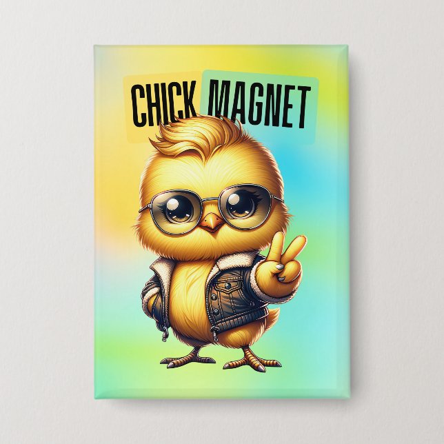 Cute Chick Magnet Funny Easter Button (Front)
