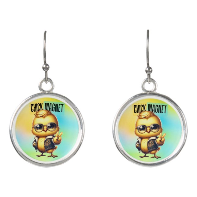 Cute Chick Magnet Funny Easter Earrings (Front)
