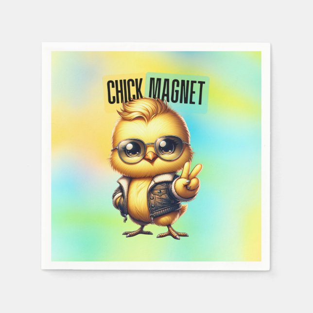 Cute Chick Magnet Funny Easter Napkins (Front)