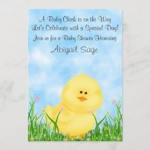 Cute Chick Neutral Baby Shower Invitation