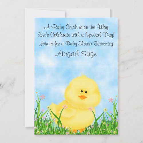 Cute Chick Neutral Baby Shower Invitation