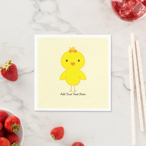 Cute Chick Personalized Text Napkins