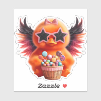Cute Chick with Candies Basket Sticker