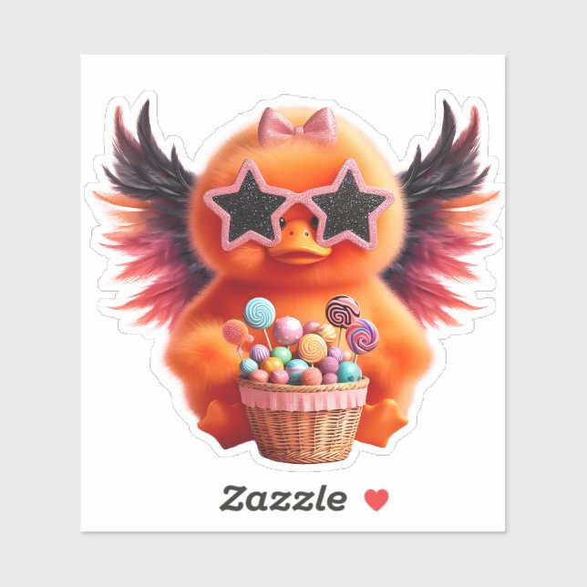 Cute Chick with Candies Basket Sticker (Sheet)