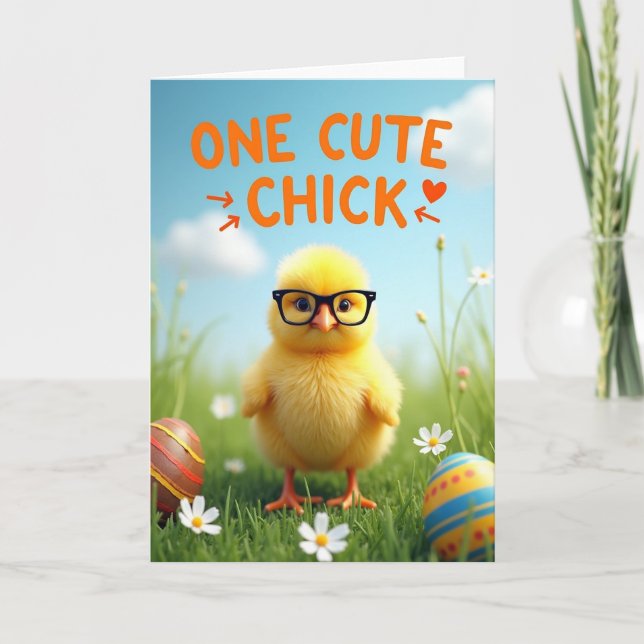 Cute Chick With Glasses Card (Front)