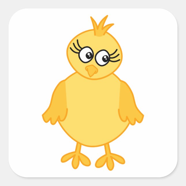 Cute Chick, Yellow Baby Bird. Square Sticker (Front)