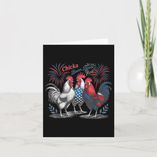Cute Chicka Boom Boom Funny Chicken 4th Of July Pa Card (Front)