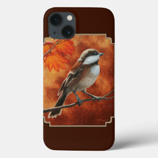 Cute Chickadee and Fall Colors iPhone 13 Case