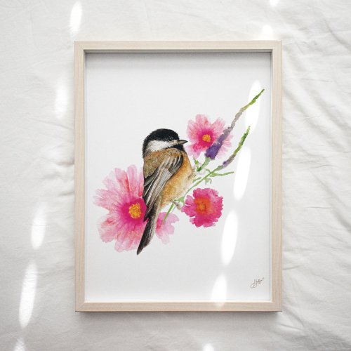 Cute Chickadee Bird Art Print