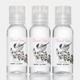 Cute chickadee bird & floral Thank You favor