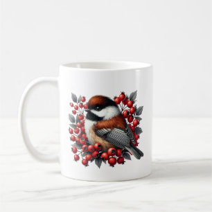 Cute chickadee bird lovers add monogram coffee mug