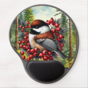 Cute chickadee bird lovers gel mouse pad