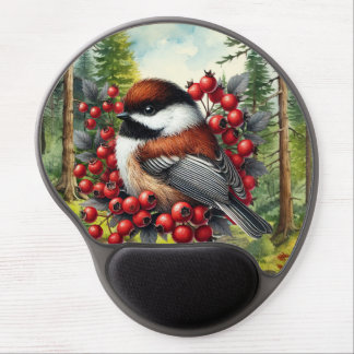 Cute chickadee bird lovers gel mouse pad
