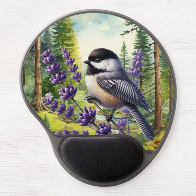 Cute chickadee bird lovers gel mouse pad  (Front)