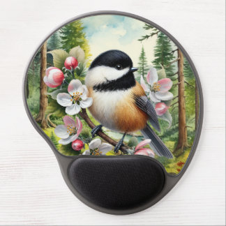 Cute chickadee bird lovers gel mouse pad