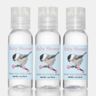 Cute chickadee bird Thank You Baby Shower Hand Sanitizer