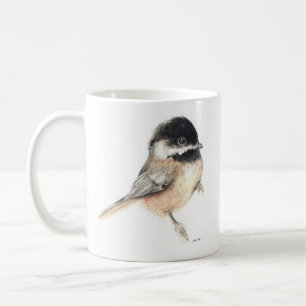Cute Chickadee Bird Watercolor Art Coffee Mug