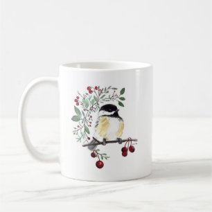 Cute Chickadee Bird Watercolor Art Coffee Mug