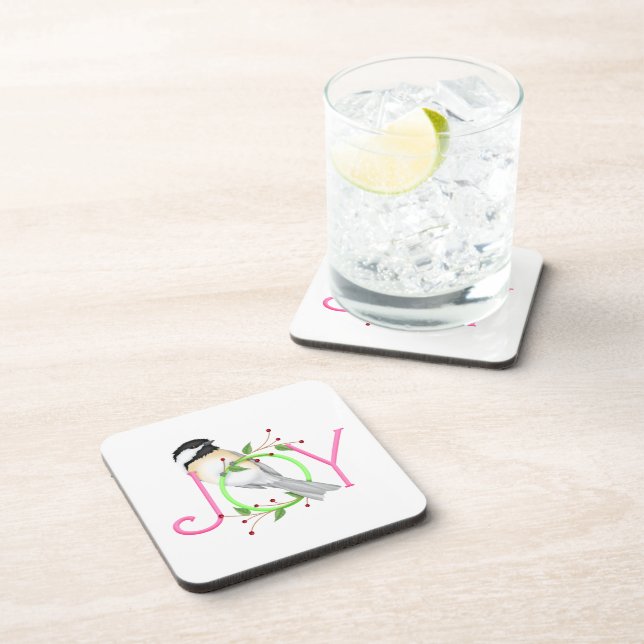 Cute Chickadee "Joy" Beverage Coaster (Right Side)