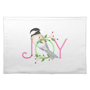 Cute Chickadee "Joy" Cloth Placemat