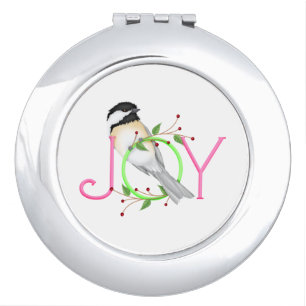 Cute Chickadee "Joy" Compact Mirror